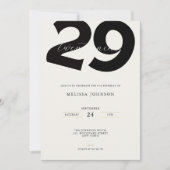 Minimal 29th Birthday Invitation - Bold Typo Einladung (Vorderseite)