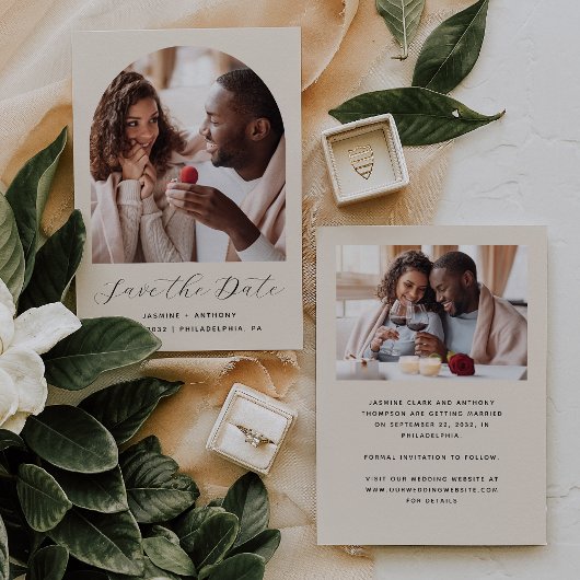 Minimal 2-Foto Boho Arch Beige Save The Date
