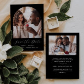 Minimal 2-Foto Boho Arch Black Save The Date