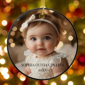 Minimal 2 Foto Niedlich Neugeborener Name Moderne  Keramik Ornament