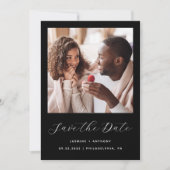 Minimal 2-Foto-Script schwarz Save The Date (Vorderseite)