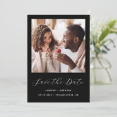 Minimal 2-Foto-Script schwarz Save The Date (Stehend Vorderseite)