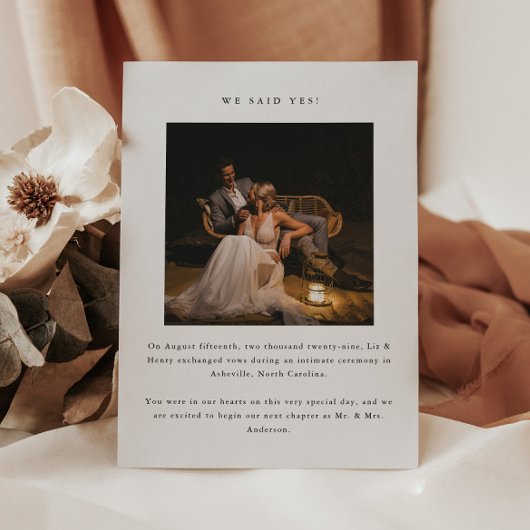 Minimal 2-Foto "Wir haben ja gesagt!" Hochzeitsfei Ankündigung