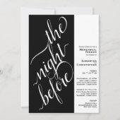 Minimal 2 Pane Hochzeit Probe Abendessen Schwarz Einladung (Vorderseite)
