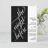 Minimal 2 Pane Hochzeit Probe Abendessen Schwarz Einladung (Stehend Vorderseite)