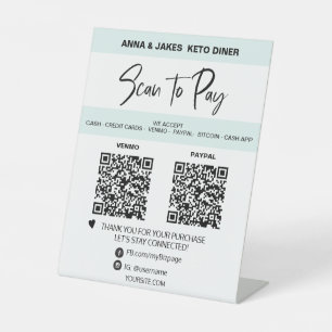 *~* MINIMAL - 2 QR ZAHLUNG - Tabletop Table Zent Sockelschild