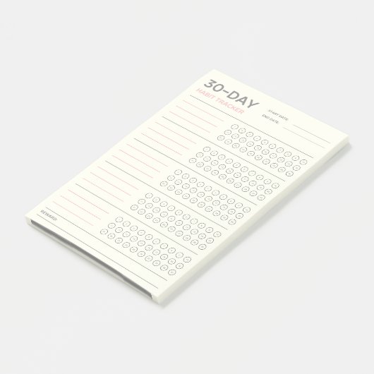 Minimal 30 Day Challenge Habit Tracker Design Post-it Klebezettel (angewinkelt)