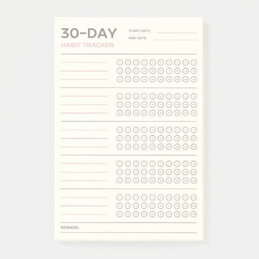 Minimal 30 Day Challenge Habit Tracker Design Post-it Klebezettel (Vorderseite)