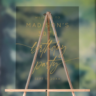 Minimal 30. Geburtstag Party Begrüßung Gold Script Acrylschild