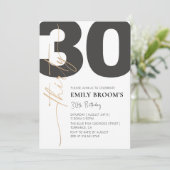 Minimal 30. Geburtstag Party Custom Digital Einladung (Stehend Vorderseite)