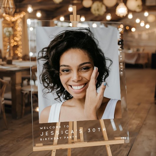 Minimal 30. Geburtstagsparty Foto Willkommen Acrylschild