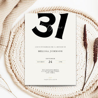 Minimal 31st Birthday Invitation - Bold Typo Einladung