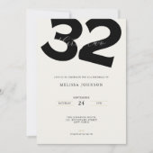 Minimal 32nd Birthday Invitation - Bold Typo Einladung (Vorderseite)