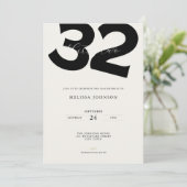 Minimal 32nd Birthday Invitation - Bold Typo Einladung (Stehend Vorderseite)