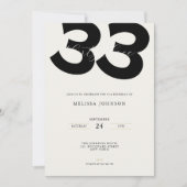 Minimal 33rd Birthday Invitation - Bold Typo Einladung (Vorderseite)