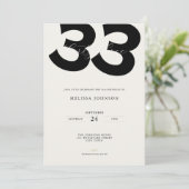 Minimal 33rd Birthday Invitation - Bold Typo Einladung (Stehend Vorderseite)
