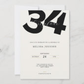 Minimal 34th Birthday Invitation - Bold Typo Einladung (Vorderseite)