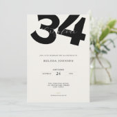 Minimal 34th Birthday Invitation - Bold Typo Einladung (Stehend Vorderseite)