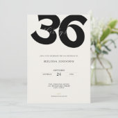Minimal 36th Birthday Invitation - Bold Typo Einladung (Stehend Vorderseite)