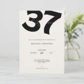 Minimal 37th Birthday Invitation - Bold Typo Einladung (Stehend Vorderseite)