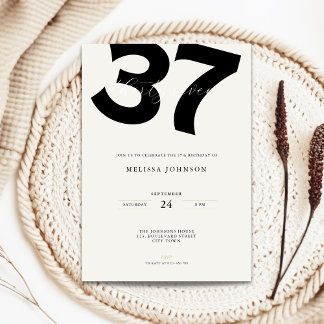 Minimal 37th Birthday Invitation - Bold Typo Einladung