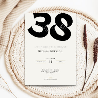 Minimal 38th Birthday Invitation - Bold Typo Einladung