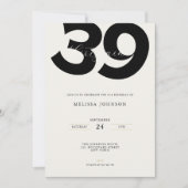 Minimal 39th Birthday Invitation - Bold Typo Einladung (Vorderseite)