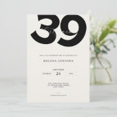 Minimal 39th Birthday Invitation - Bold Typo Einladung (Stehend Vorderseite)