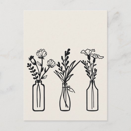 Minimal | 3 Blume Vasen | Modern Postkarte (Vorderseite)