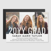 Minimal 3 Photo Magnetic Graduation Announcement Magneteinladung (Vorne/Hinten)
