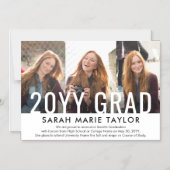 Minimal 3 Photo Magnetic Graduation Announcement Magneteinladung (Vorderseite)