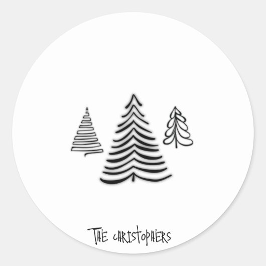 Minimal 3 Weihnachtsbäume Personalisiert Stickers (Vorderseite)