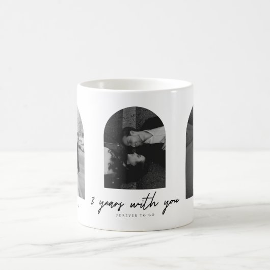 Minimal 3-Year Anniversary 3 Couple Photos Arch Kaffeetasse (Mittel)
