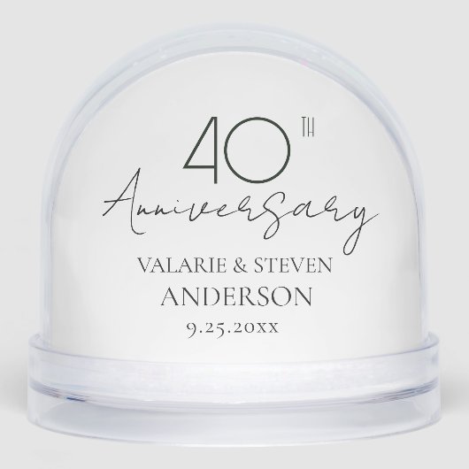 Minimal 40th Wedding Anniversary Photo Schneekugeln (Vorderseite)