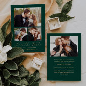Minimal 4-Foto Emerald Green Gold Save The Date
