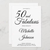 Minimal 50 and Fabulous 50th Birthday Party Einladung (Vorne/Hinten)