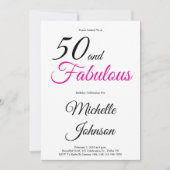 Minimal 50 and Fabulous 50th Birthday Party Einladung (Vorderseite)