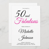 Minimal 50 and Fabulous 50th Birthday Party Einladung (Vorne/Hinten)