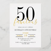 Minimal 50 and Fabulous 50th Birthday Party  Folieneinladung (Vorderseite)