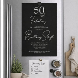 Minimal 50 and Fabulous Black 50th Birthday Party  Einladung