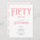 Minimal 50 and Fabulous Pink 50th Birthday Party Einladung (Vorne/Hinten)