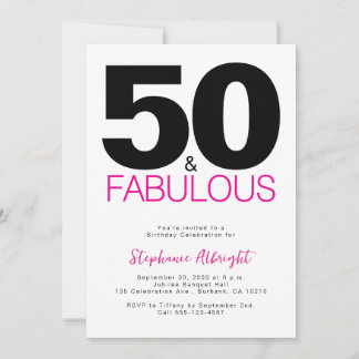 Minimal 50 and Fabulous Pink 50th Birthday Party I Einladung