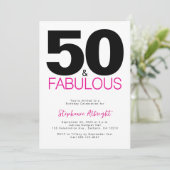 Minimal 50 and Fabulous Pink 50th Birthday Party I Einladung (Stehend Vorderseite)