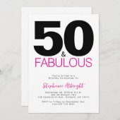 Minimal 50 and Fabulous Pink 50th Birthday Party I Einladung (Vorne/Hinten)
