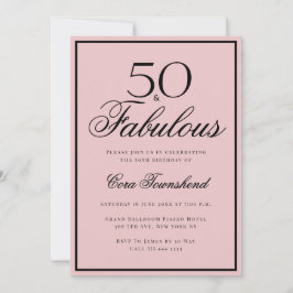 Minimal 50 & Fabulous Dusty Pink 50th Birthday Einladung