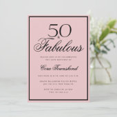 Minimal 50 & Fabulous Dusty Pink 50th Birthday Einladung (Stehend Vorderseite)