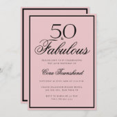 Minimal 50 & Fabulous Dusty Pink 50th Birthday Einladung (Vorne/Hinten)