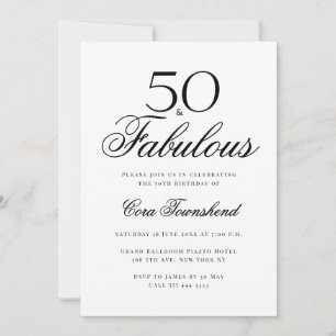 Minimal 50 & Fabulous Typografie 50. Geburtstag Einladung