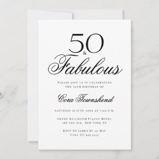 Minimal 50 & Fabulous Typografie 50. Geburtstag Einladung