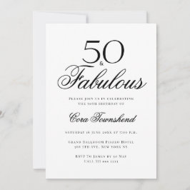 Minimal 50 & Fabulous Typography 50th Birthday Einladung